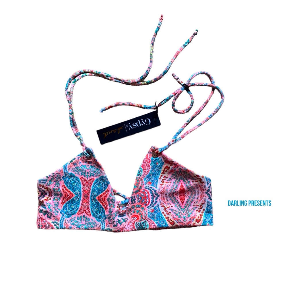 Gypsy 05 Sand Halter Bikini Top Women Color Multi Size XS